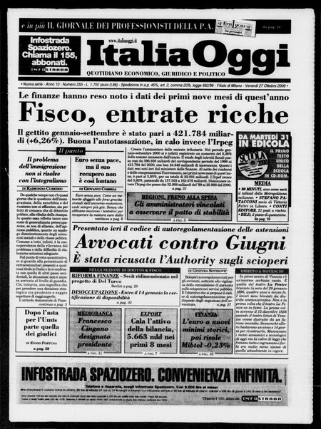 Italia oggi : quotidiano di economia finanza e politica